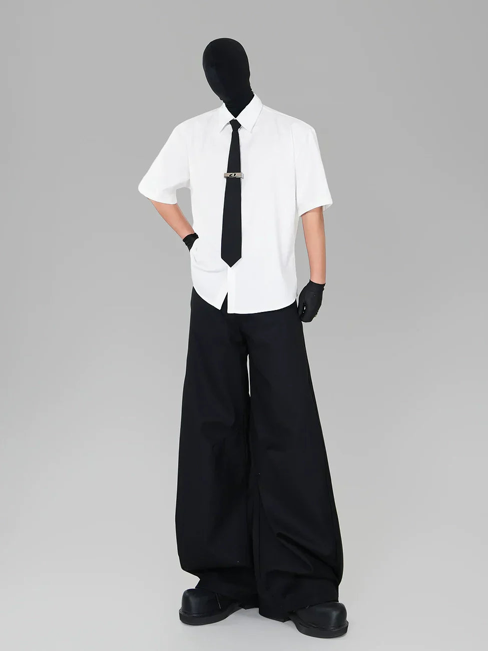 Oversized Draped Wrinkle-Resistant Short Sleeve Shirt