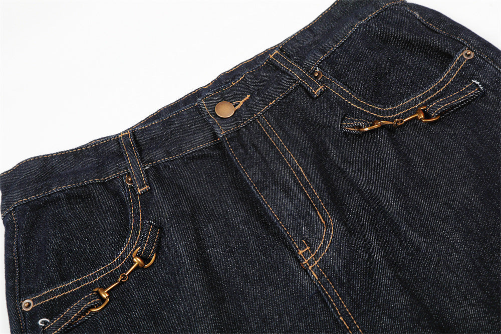 Wide-Leg Denim Jeans - Dark Indigo, White, Black