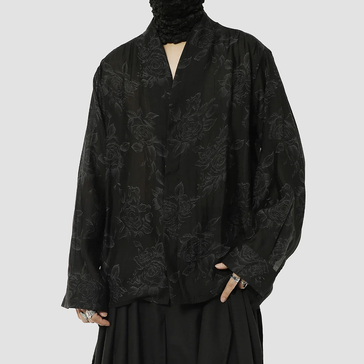 Floral Print Oversized Long Sleeve Shirt