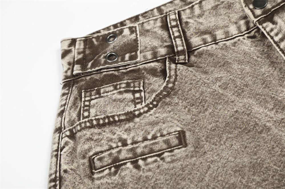 Acid Wash Wide-Leg Jeans - Denim Jeans