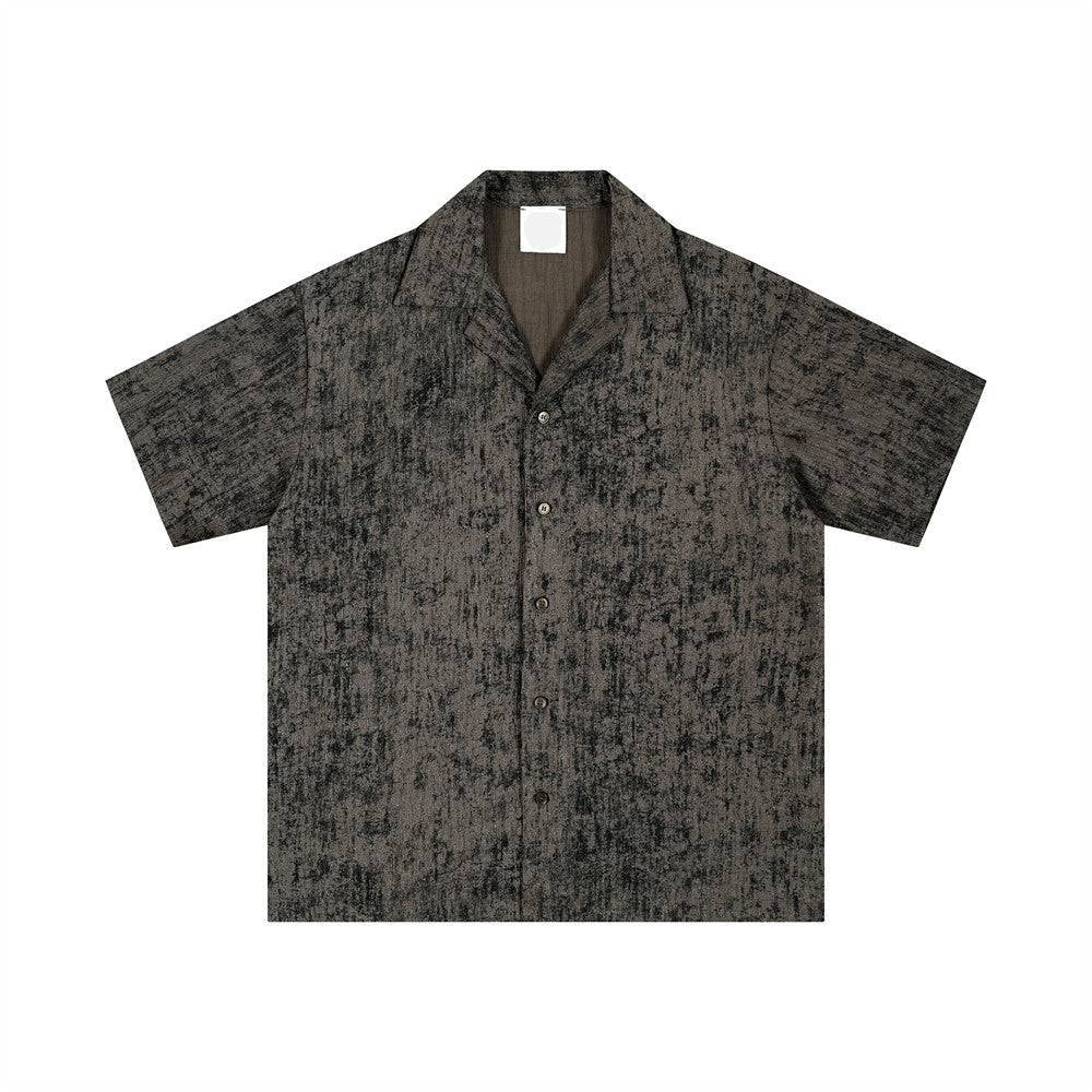 Tie-Dye Textured Pleated Cuban Collar Shirt