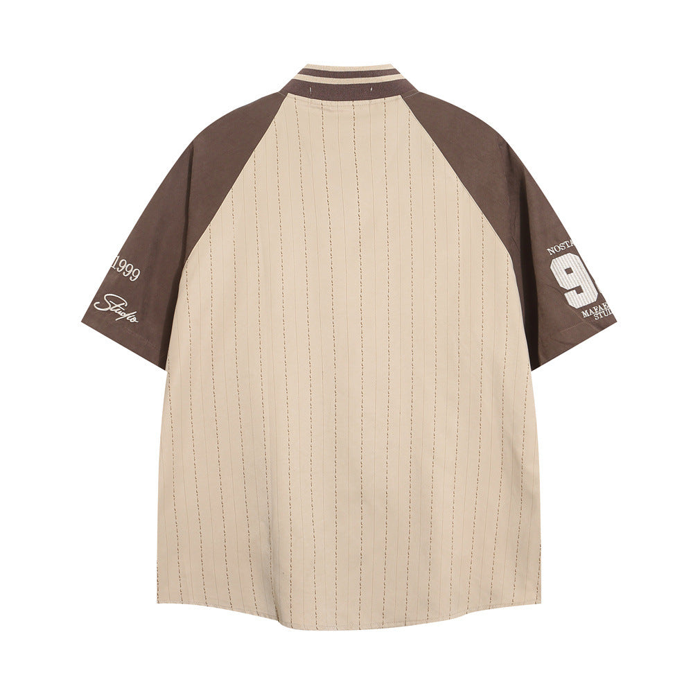 Baseball Collar Short-Sleeved Shirt