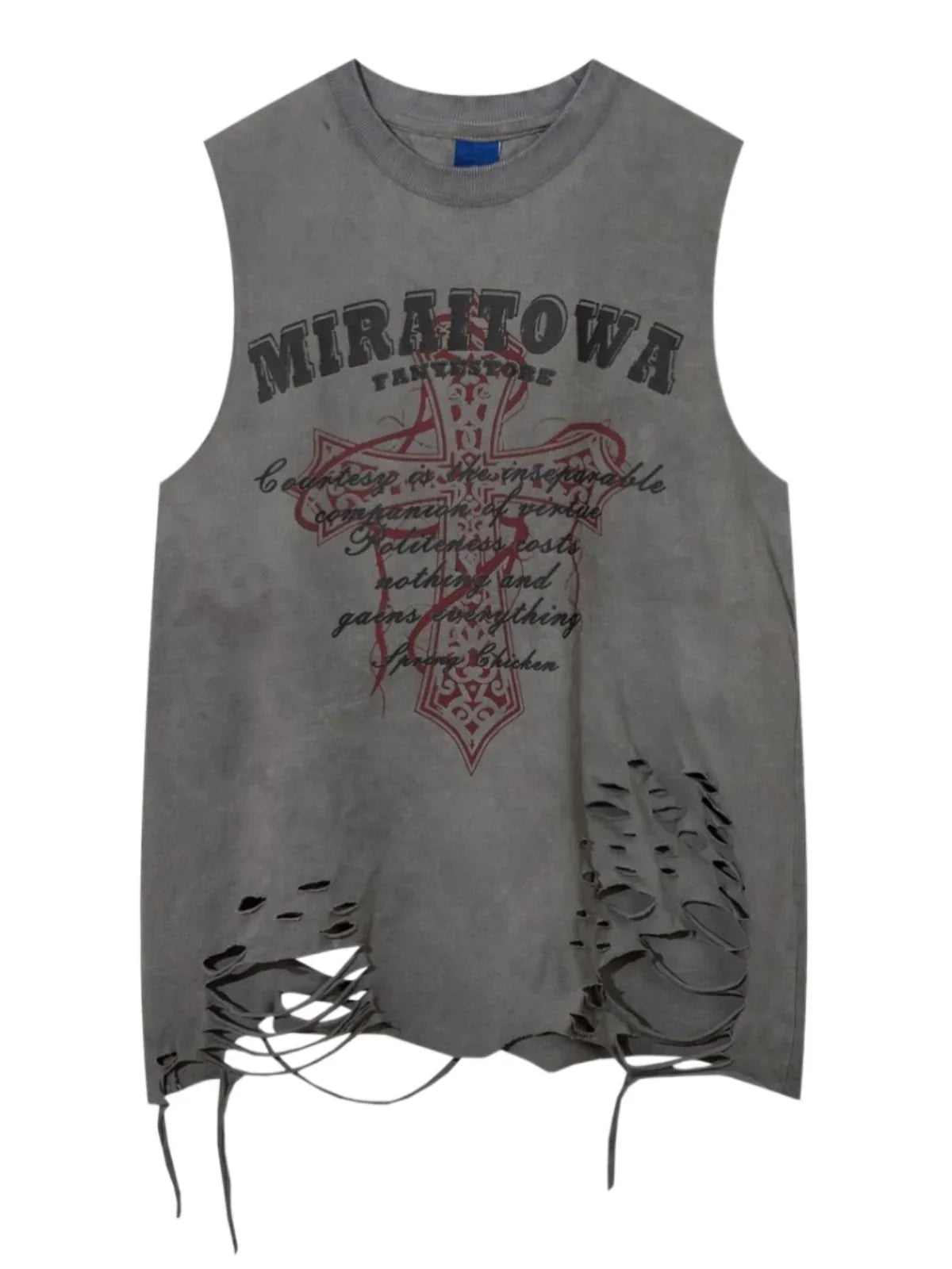 Damage Oversized Sleeveless Shirt