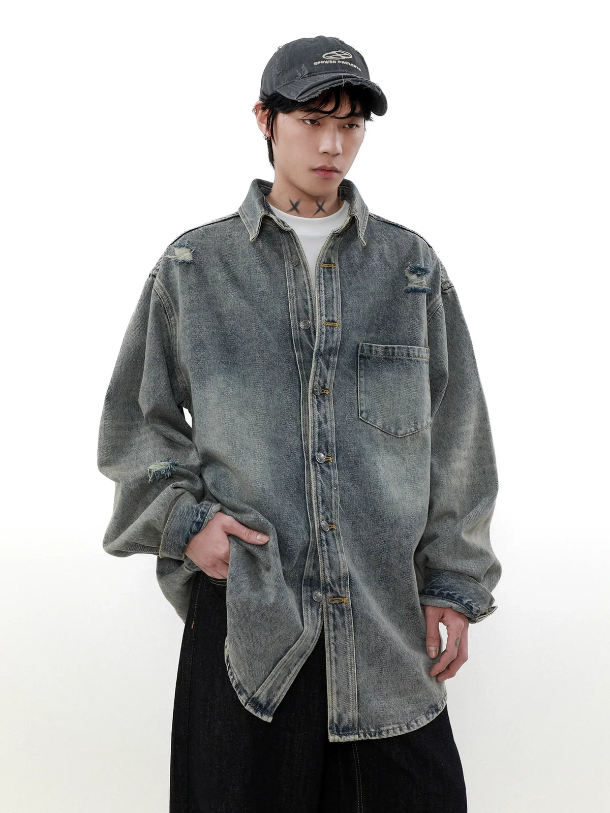 Oversized Denim Long Sleeve Shirt
