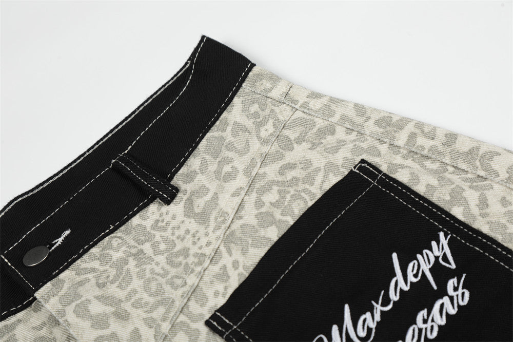 Cropped Wide-Leg Leopard Print Pants