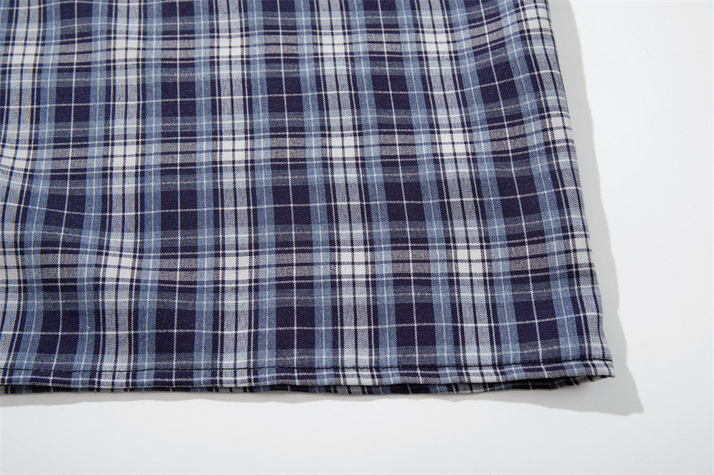 Camisa a cuadros con botones - Manga corta