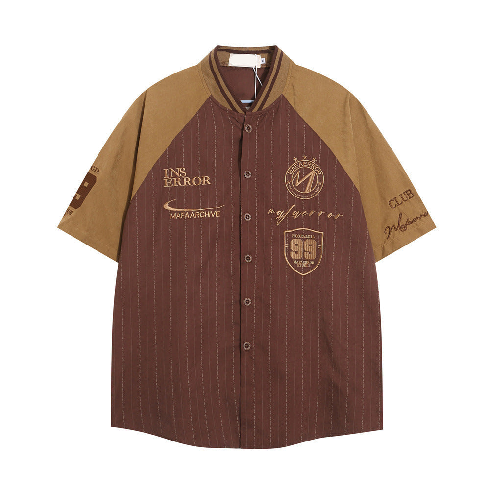 Baseball Collar Short-Sleeved Shirt