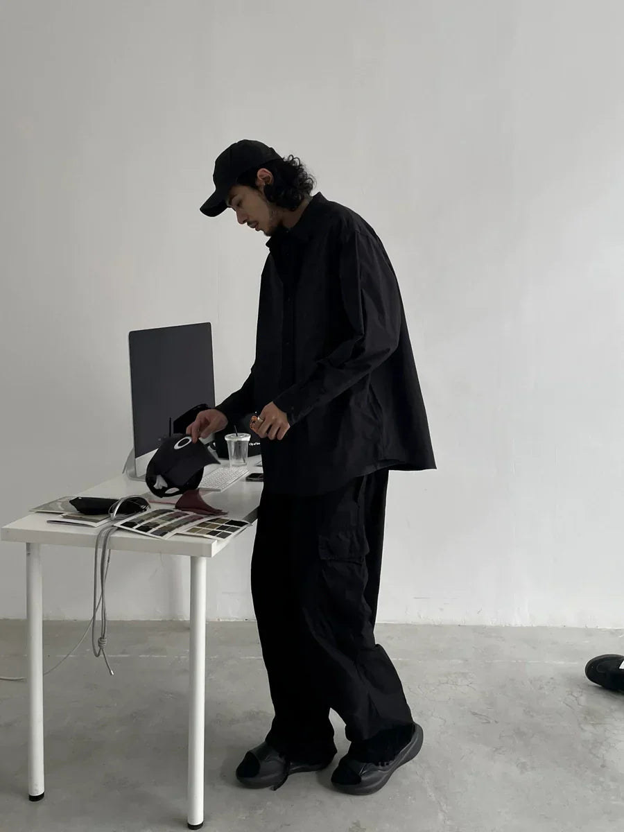 Basic Design Black Long Sleeve Shirt