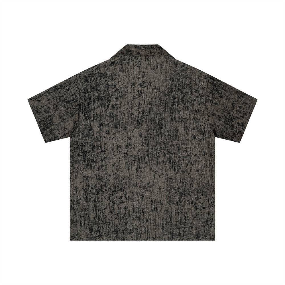 Tie-Dye Textured Pleated Cuban Collar Shirt