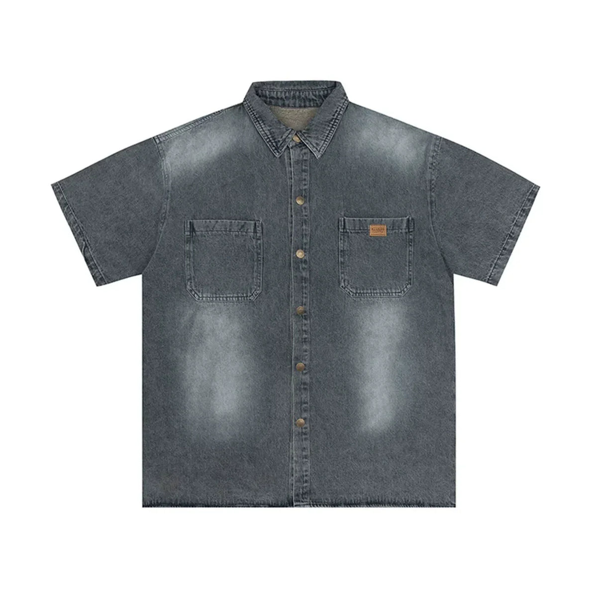 Washed Oversized Denim Short Sleeve Shirt