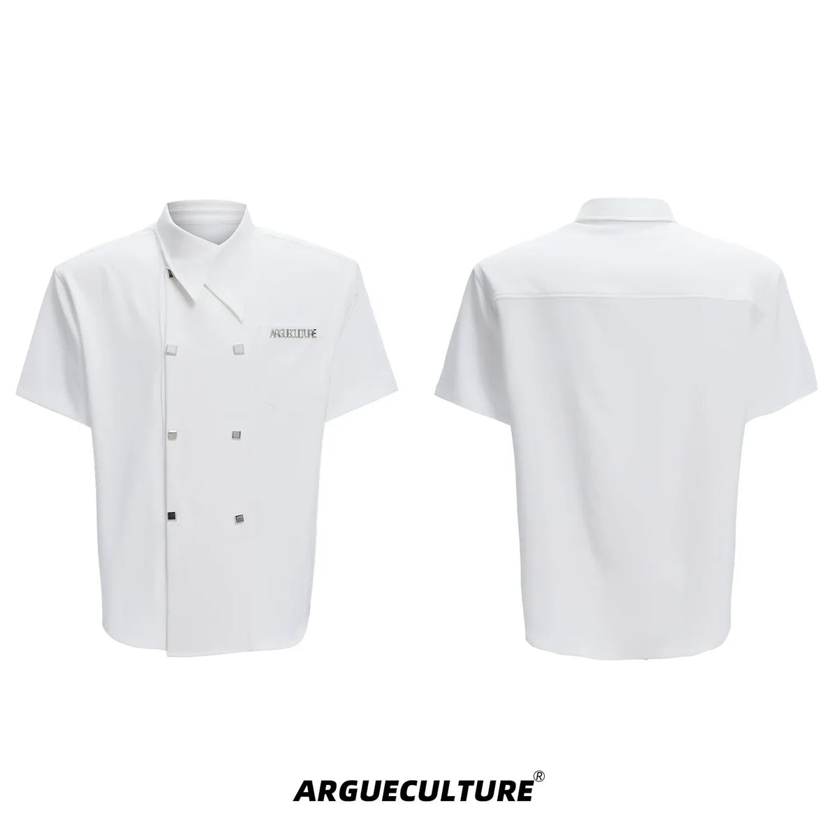 Double-Breasted Design Oversized Short Sleeve Shirt