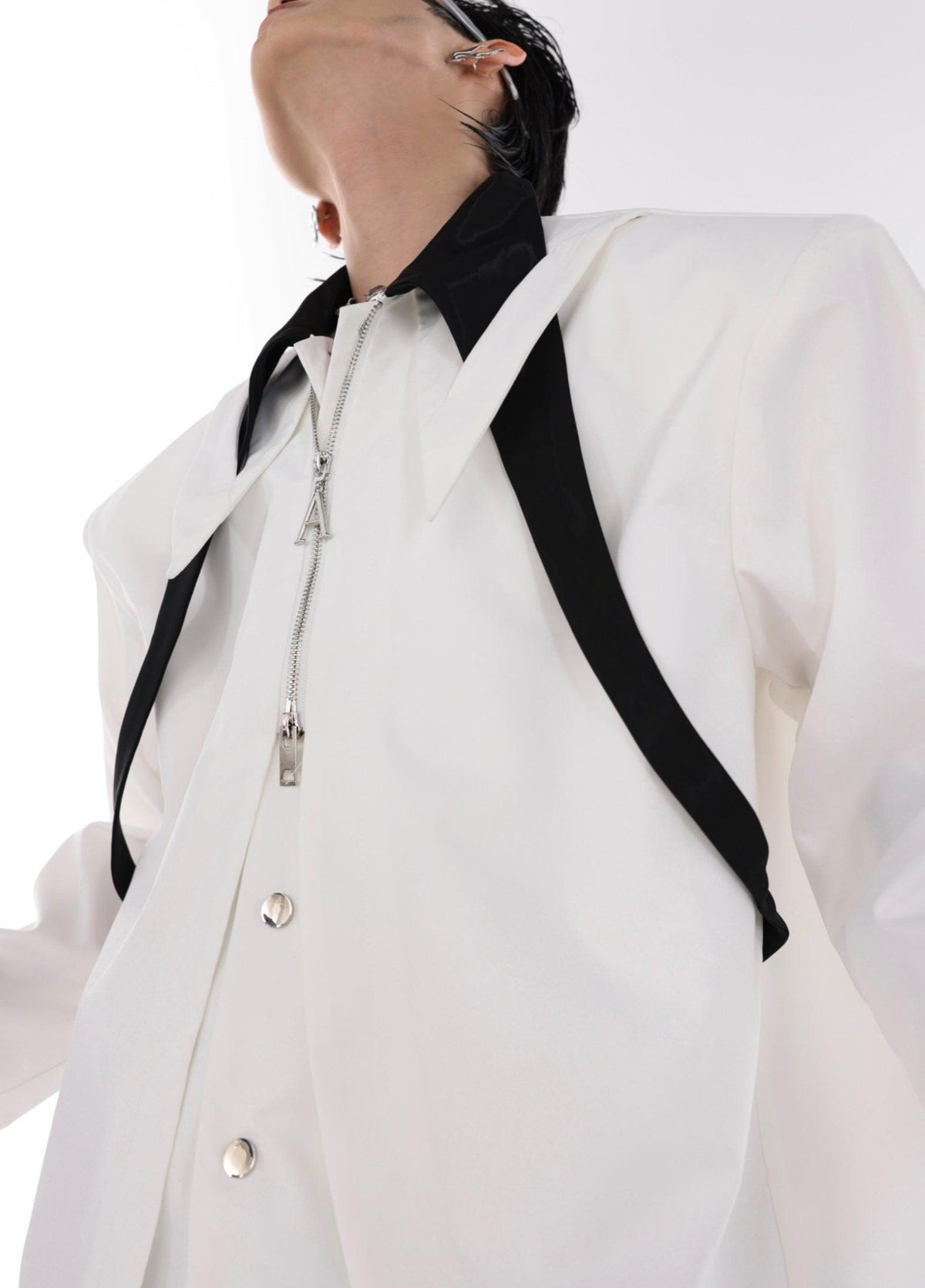 Oversized Tie Layered Long-Sleeve Shirt