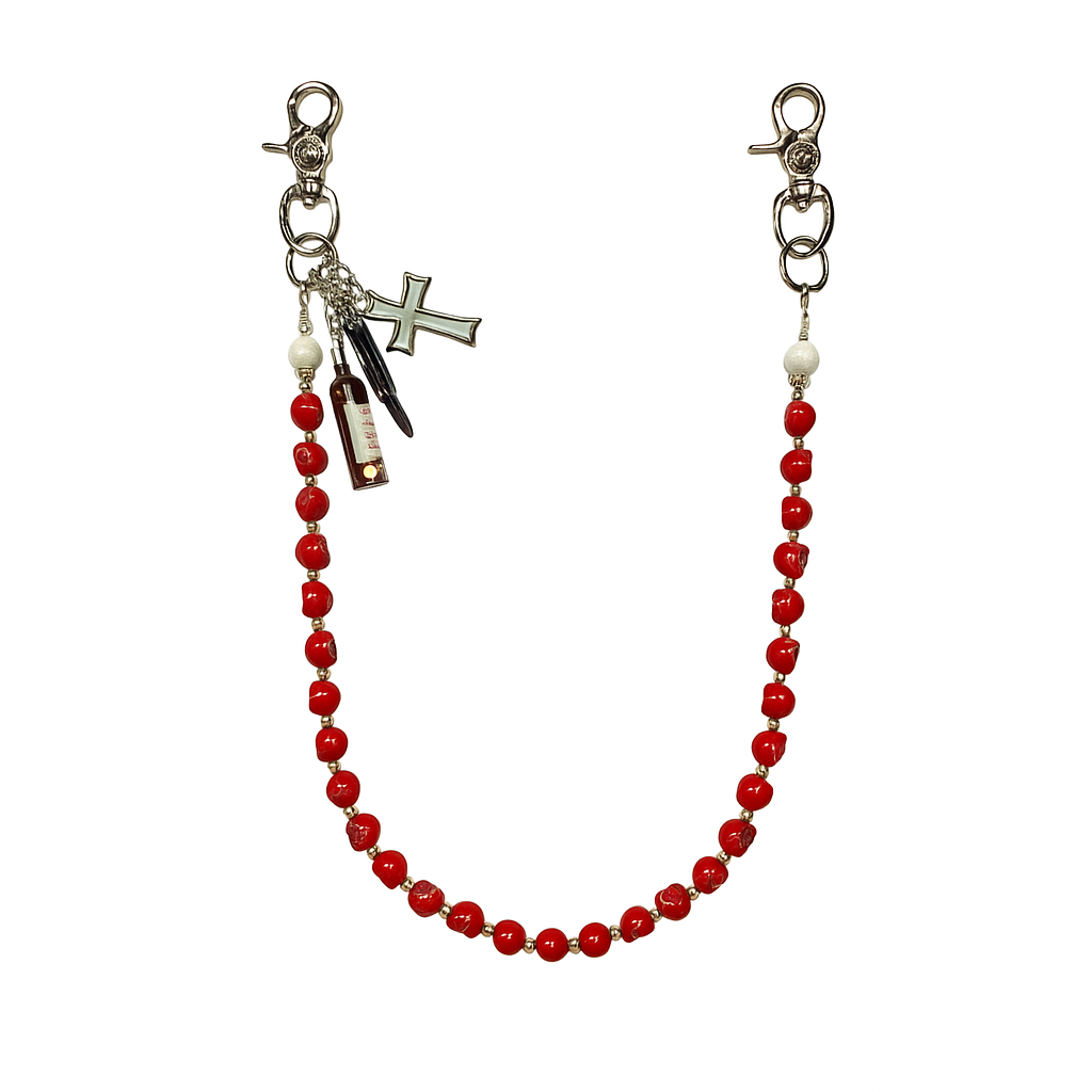Crimson Red Skull Wallet Chain