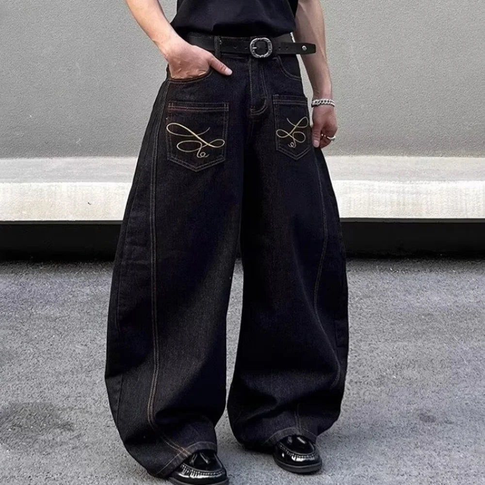 Retro Relaxed-Fit Pocket Decoration Jeans