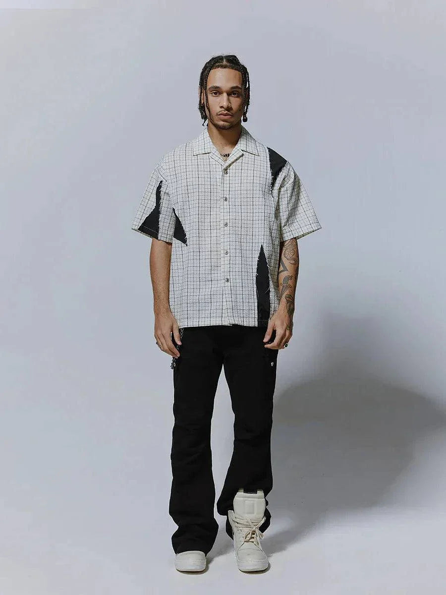 Men Retro Plaid Loose Comfort Lapel Shirt