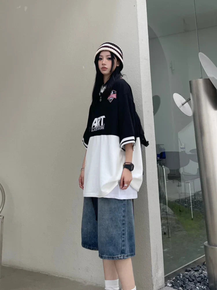 Jorts Anchos Vintage Y2K para Mujer