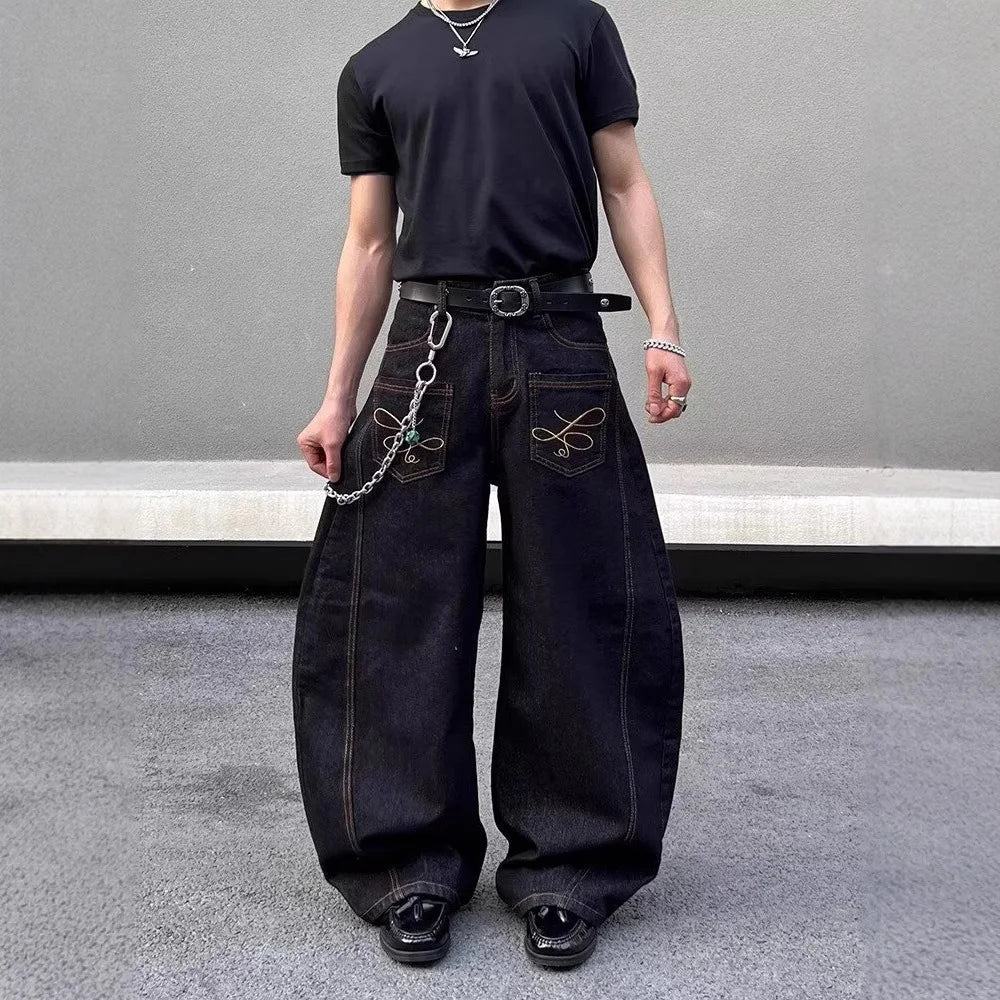 Retro Relaxed-Fit Pocket Decoration Jeans