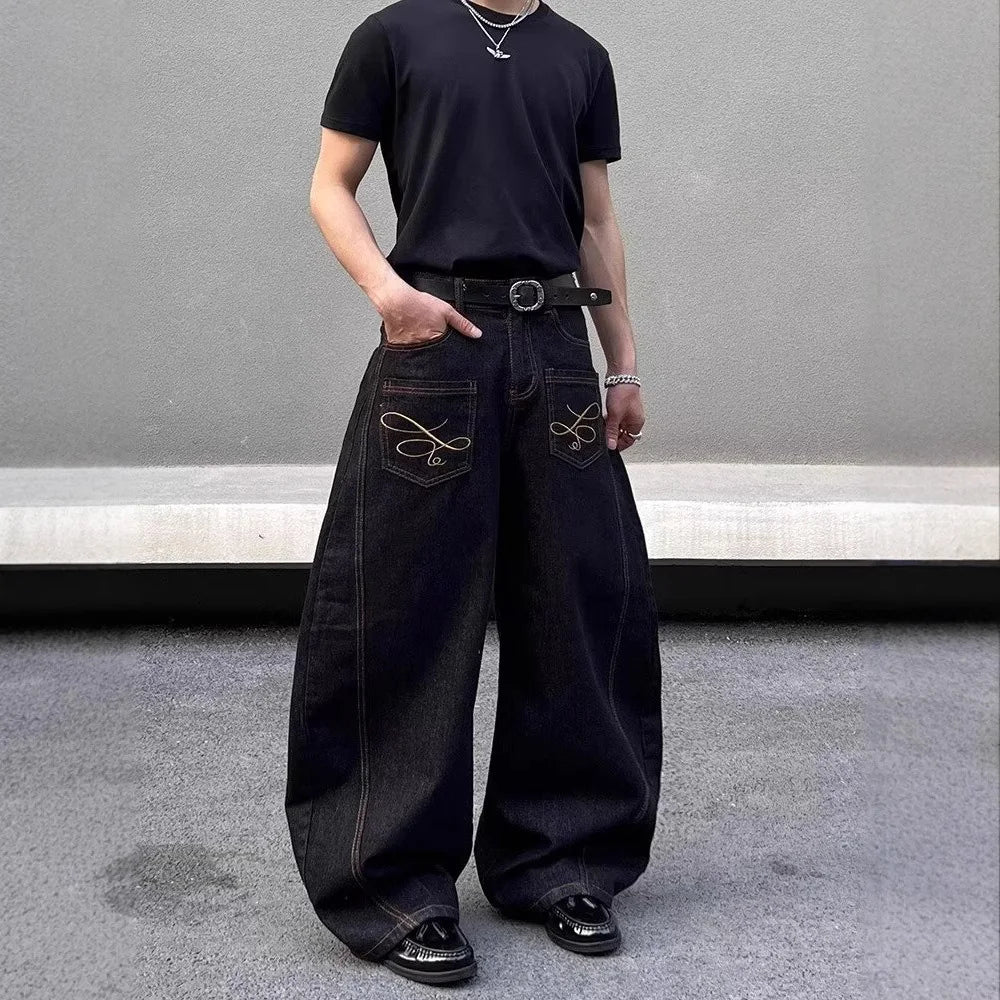 Retro Relaxed-Fit Pocket Decoration Jeans