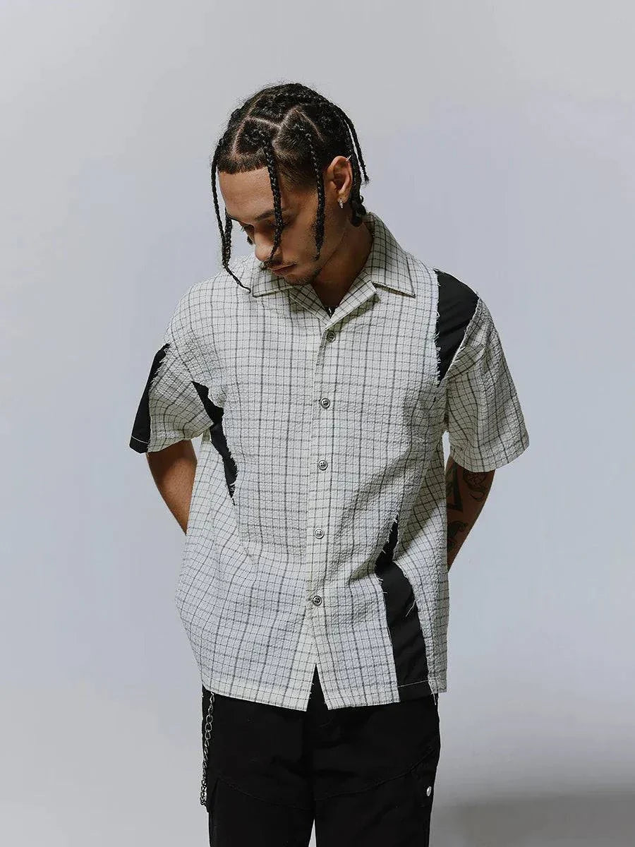 Men Retro Plaid Loose Comfort Lapel Shirt