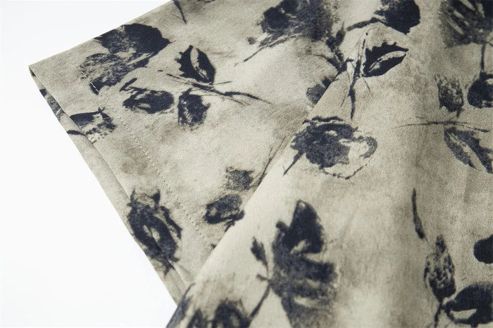 Abstract Floral Print Short-Sleeve Shirt
