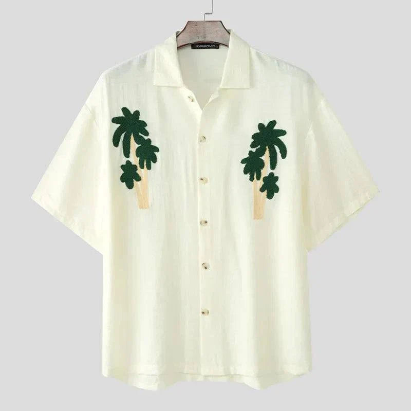 Cozy Patchwork Lapel Short Sleeve Shirt