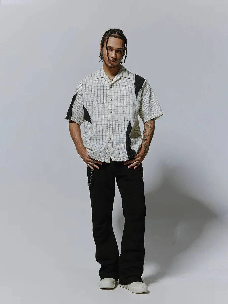Men Retro Plaid Loose Comfort Lapel Shirt