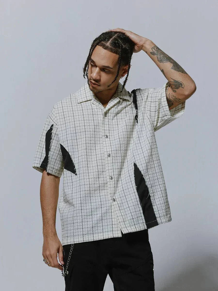 Men Retro Plaid Loose Comfort Lapel Shirt