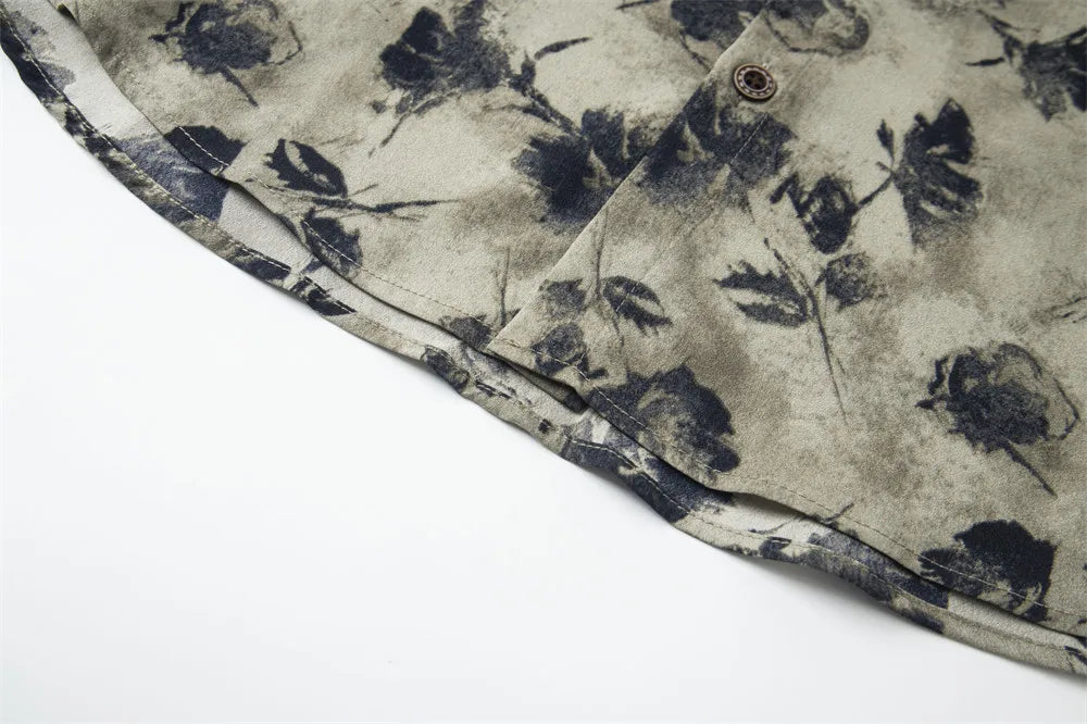 Abstract Floral Print Short-Sleeve Shirt