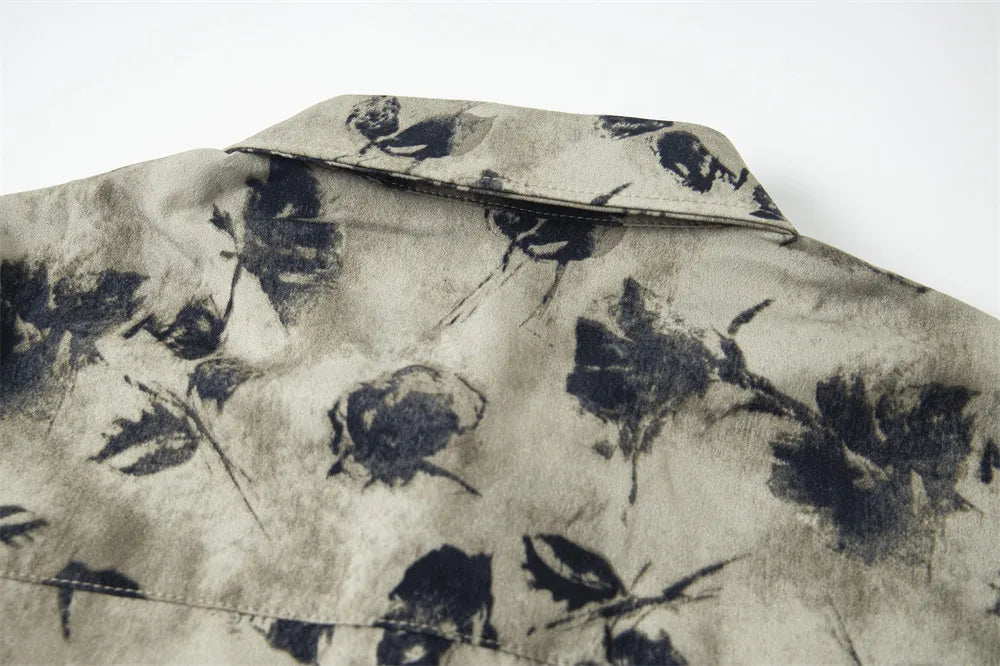 Abstract Floral Print Short-Sleeve Shirt