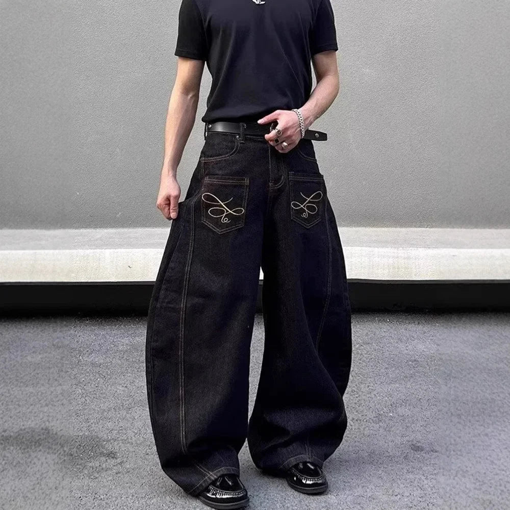 Retro Relaxed-Fit Pocket Decoration Jeans