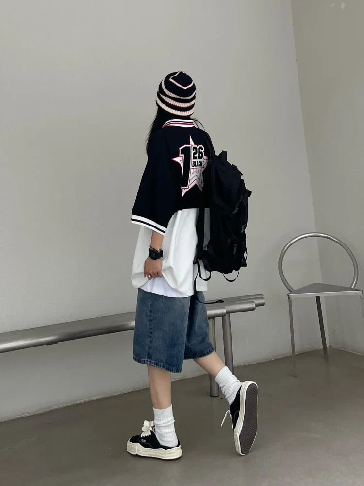 Jorts Anchos Vintage Y2K para Mujer