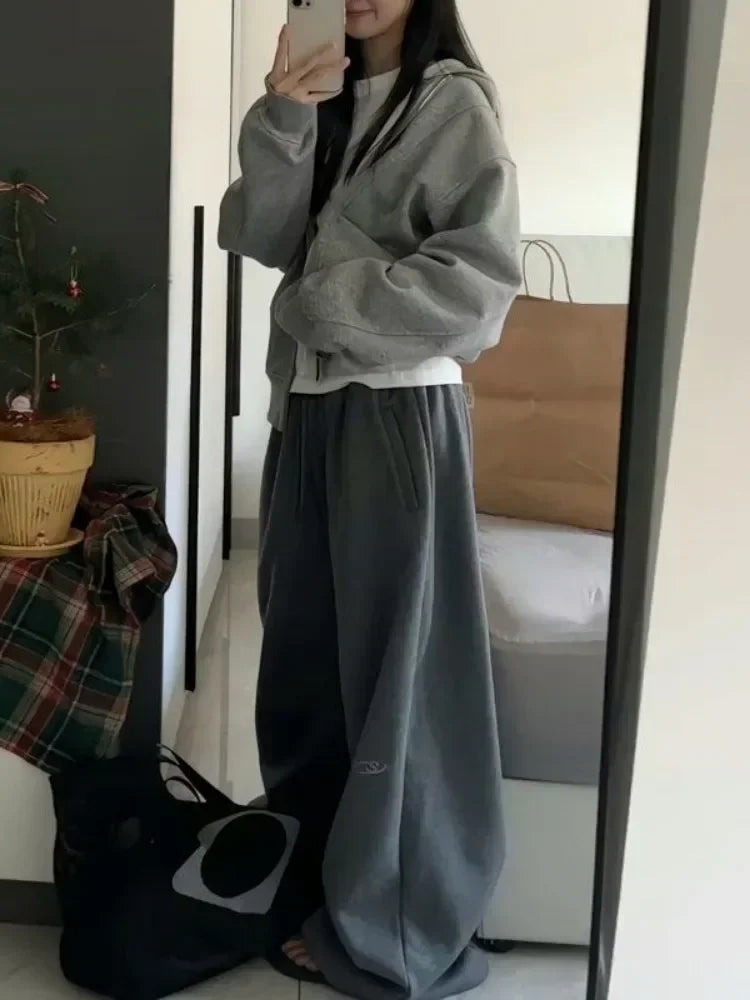 Pantalones deportivos holgados Y2K con cintura elástica