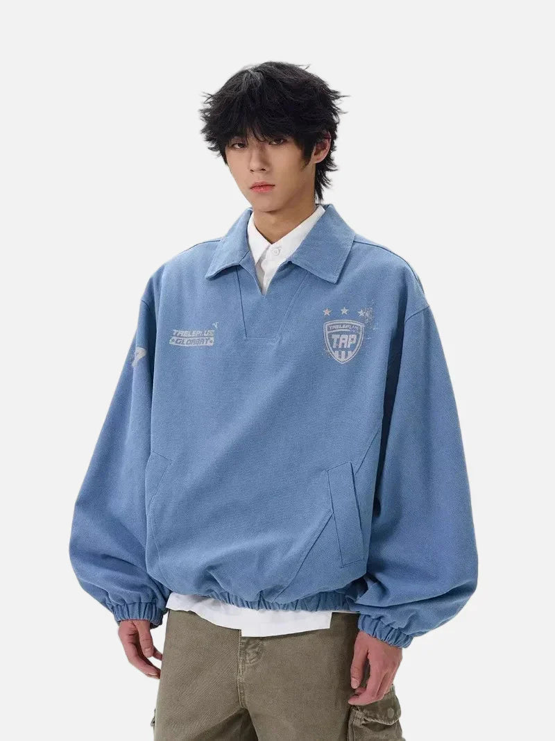 Sudadera deportiva lavada estilo universitario con estampado de letras Y2K