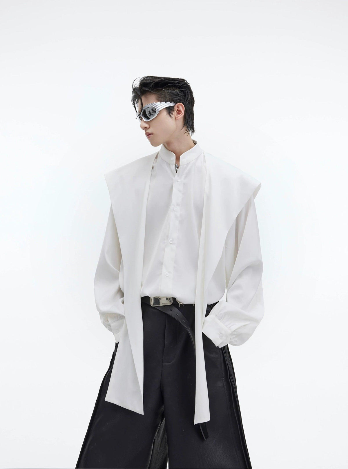 Shawl Hooded Oversized Shirt