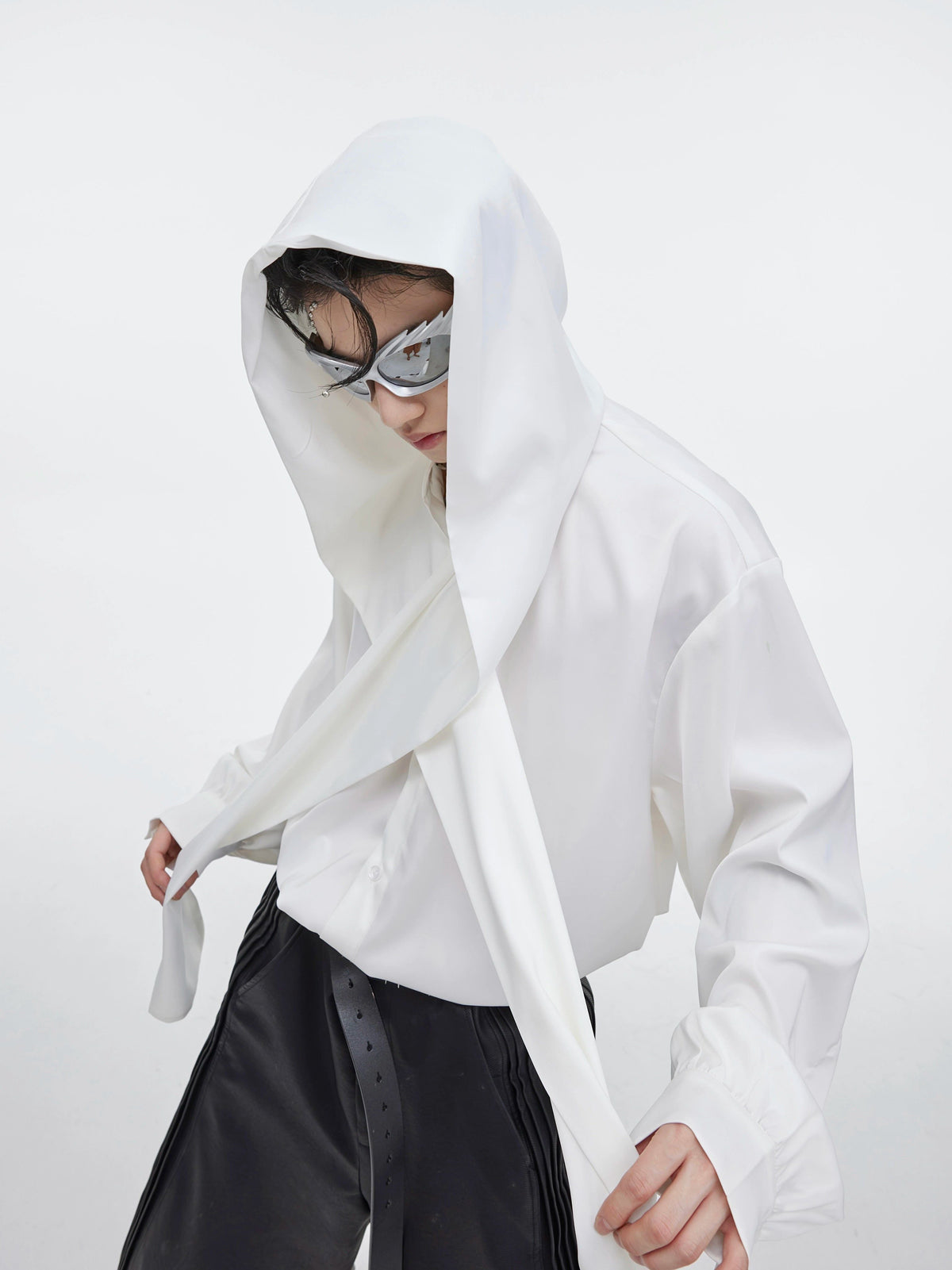 Shawl Hooded Oversized Shirt