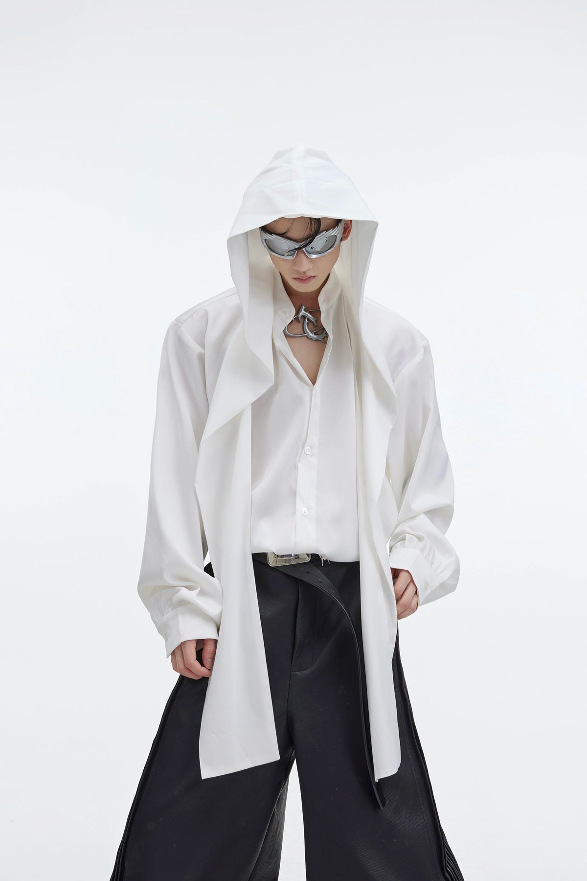 Shawl Hooded Oversized Shirt