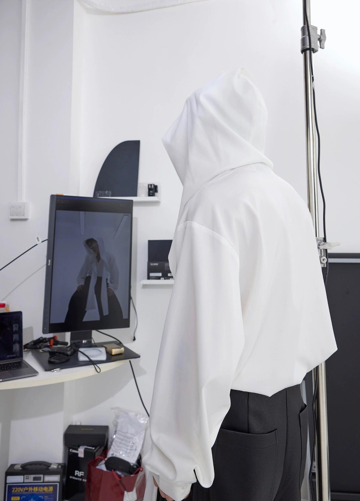 Shawl Hooded Oversized Shirt