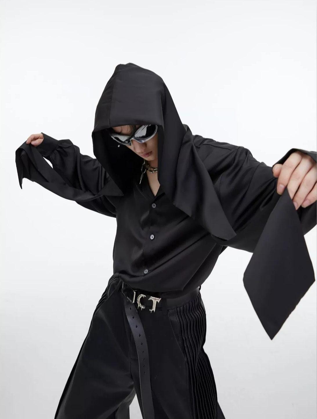 Shawl Hooded Oversized Shirt