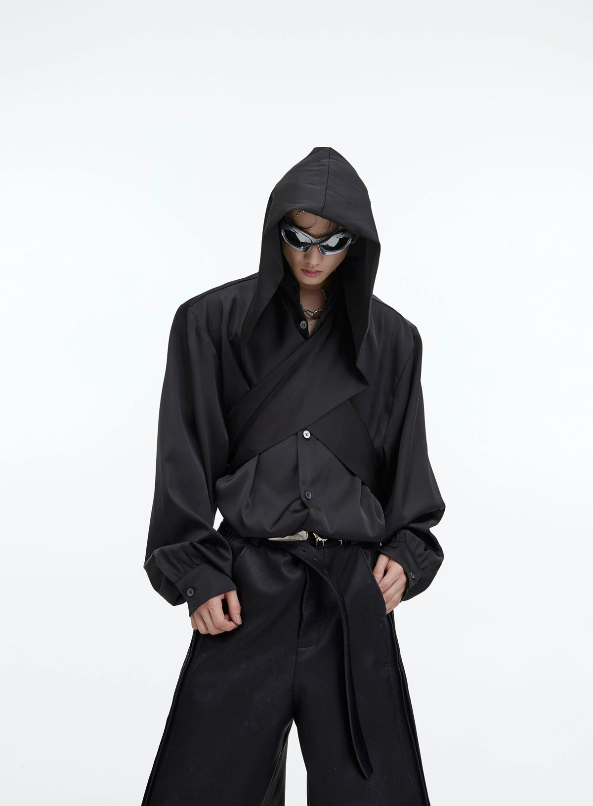 Shawl Hooded Oversized Shirt