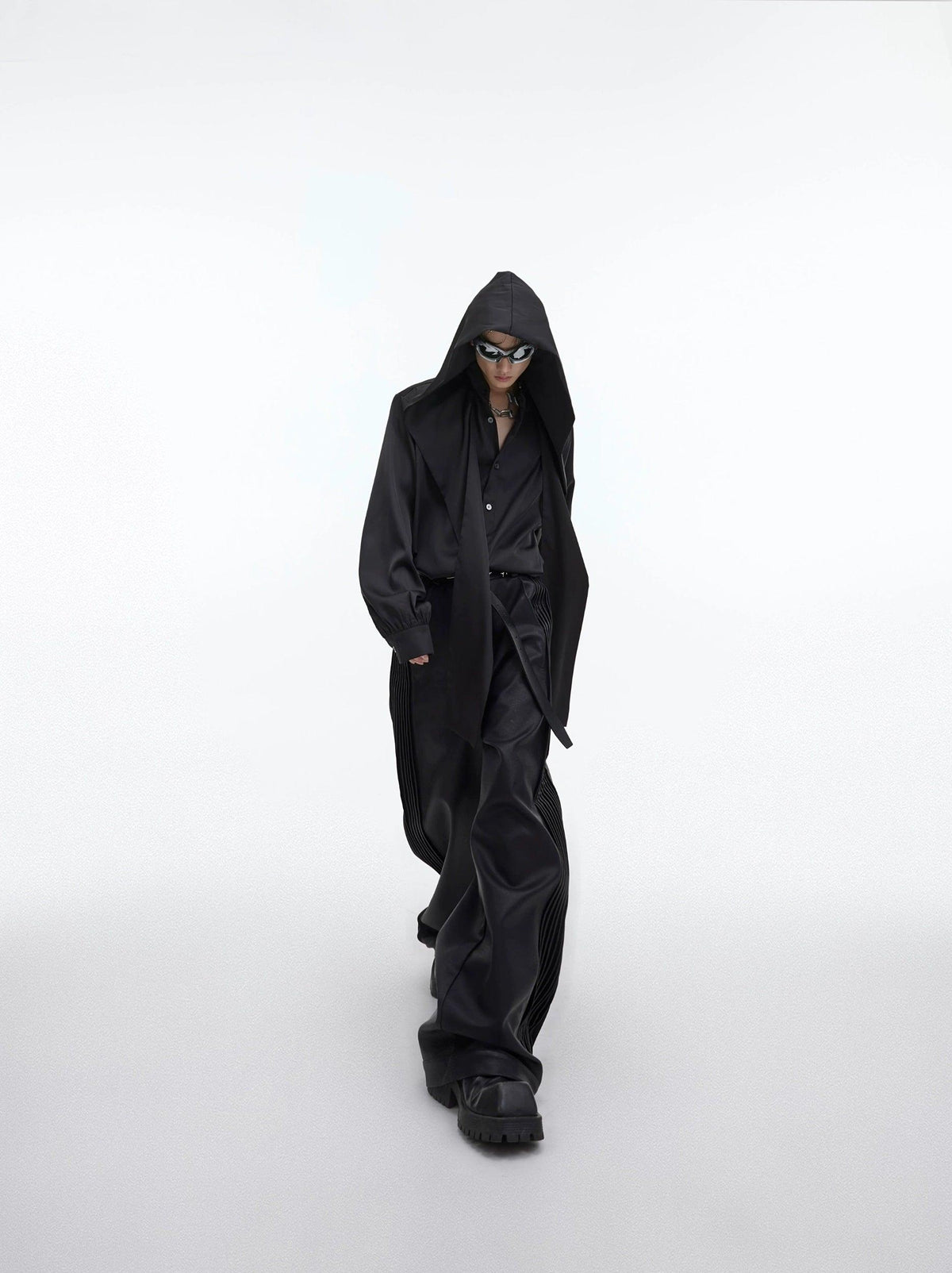 Shawl Hooded Oversized Shirt