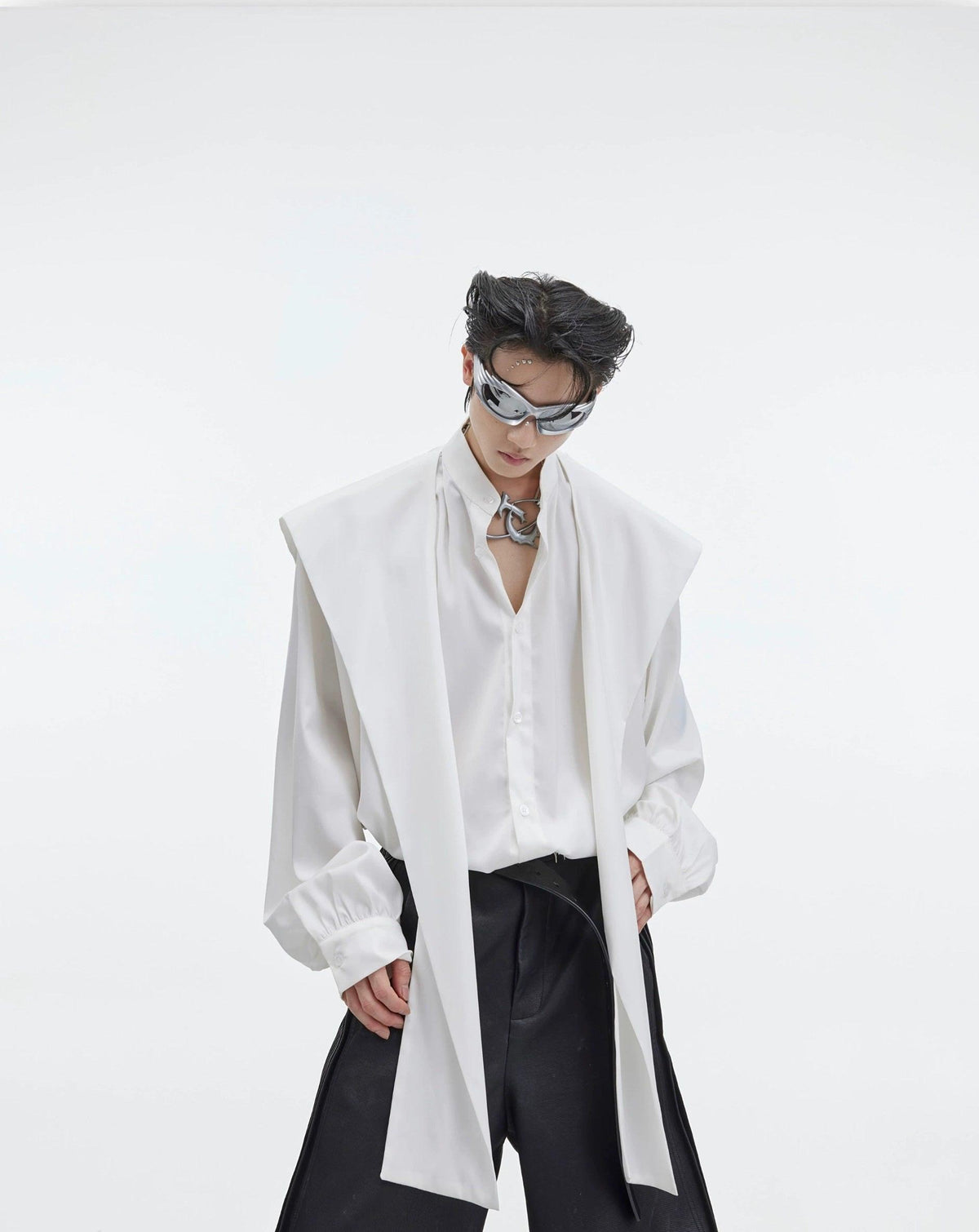 Shawl Hooded Oversized Shirt