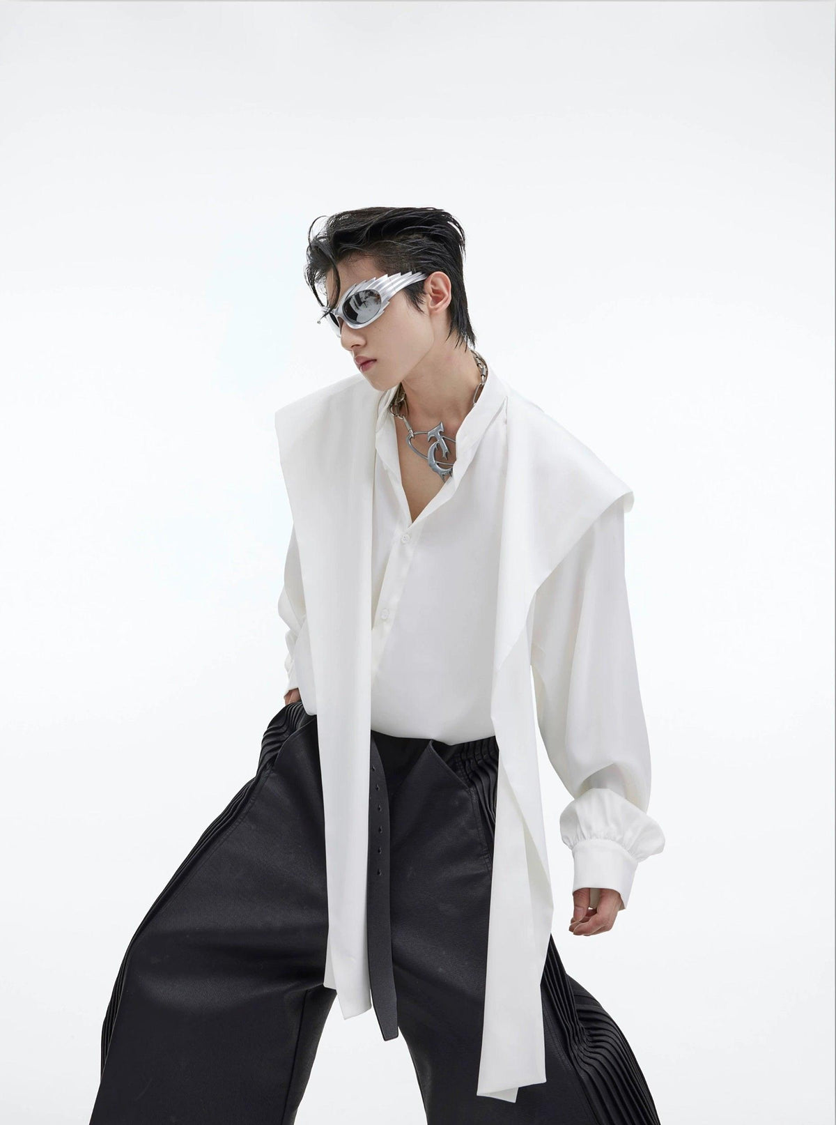 Shawl Hooded Oversized Shirt