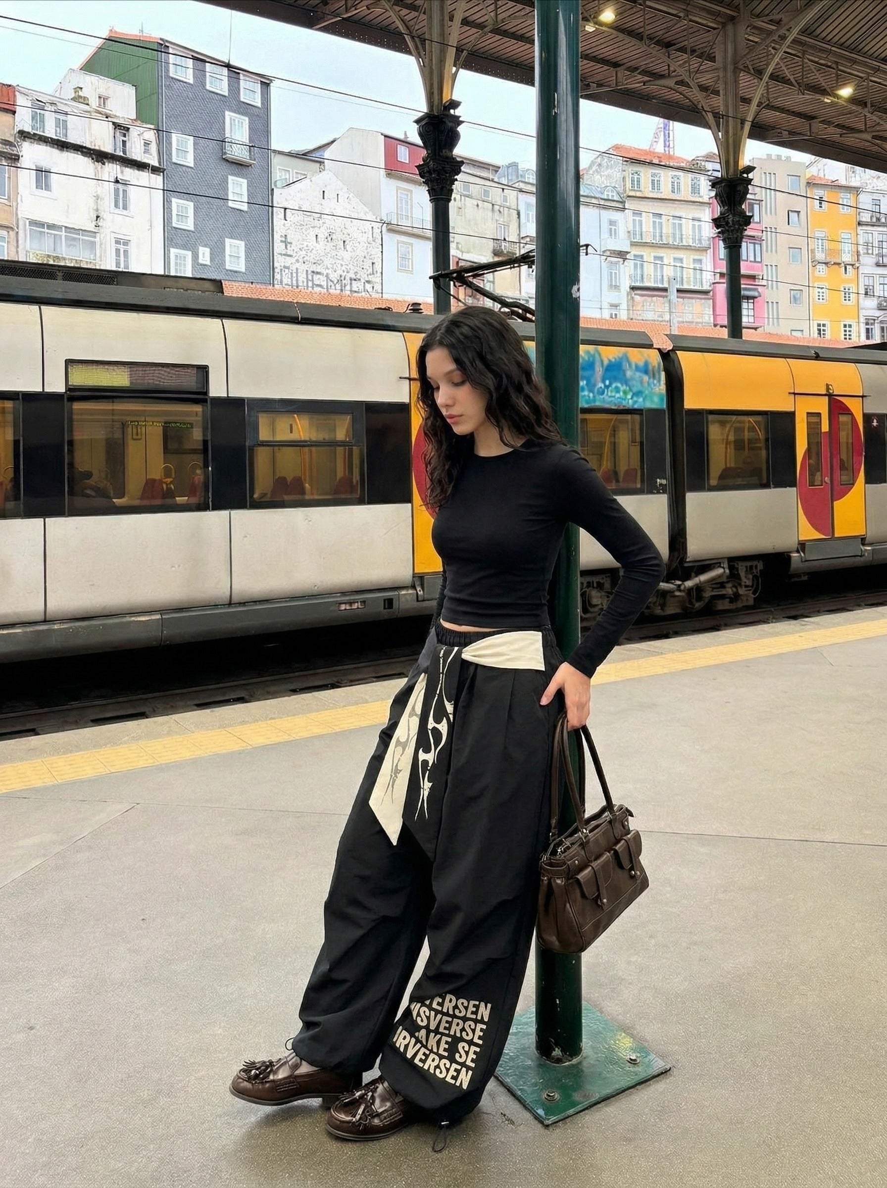 Abstract Flame Wide-Leg Pants