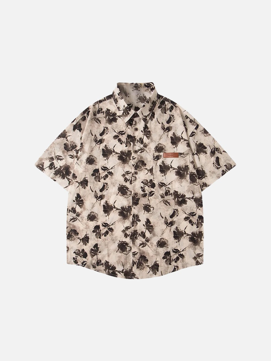 Camisa de manga corta con estampado floral abstracto