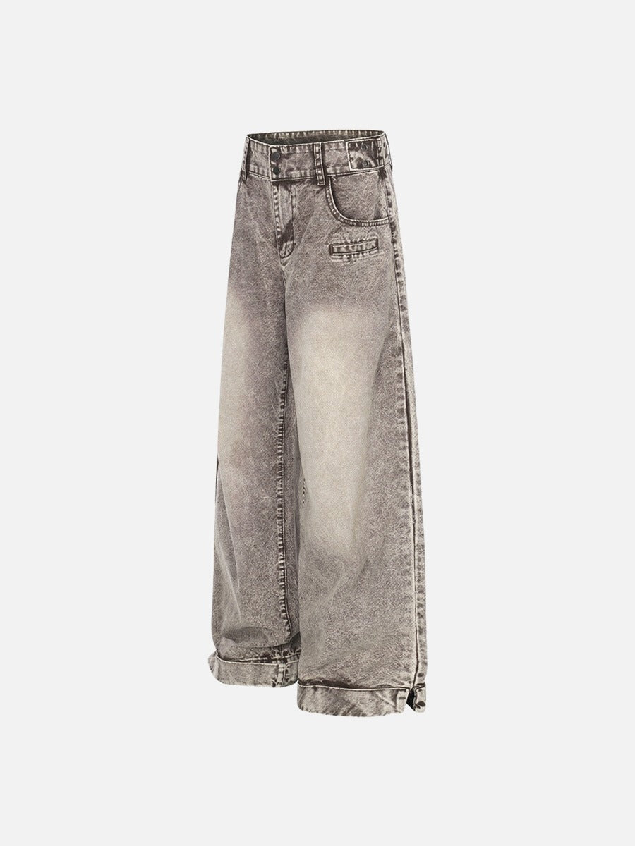 Acid Wash Wide-Leg Jeans - Denim Jeans