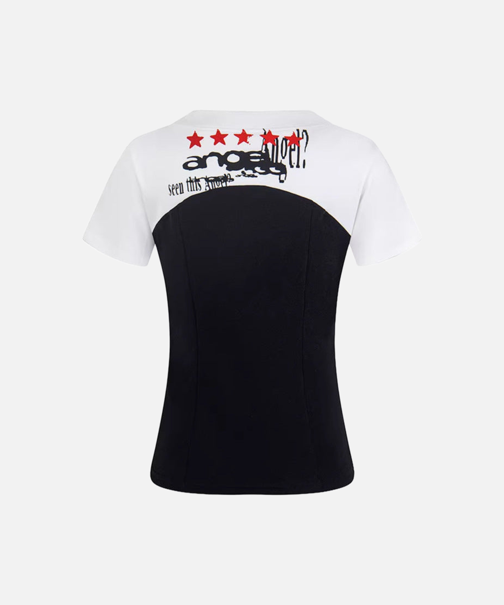 Camiseta de mujer con bloques de color en contraste