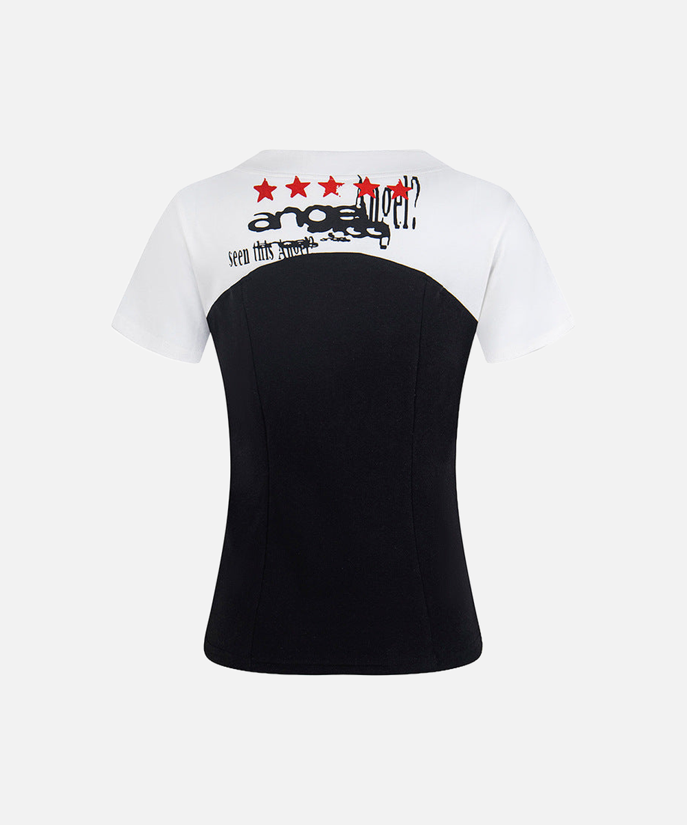 Camiseta de mujer con bloques de color en contraste