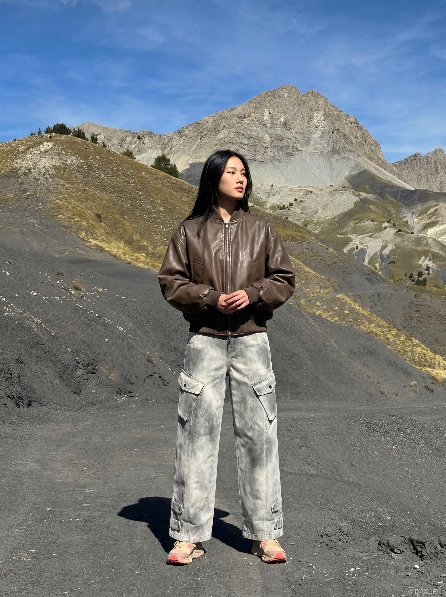 Baggy Acid-Wash Cargo Pants