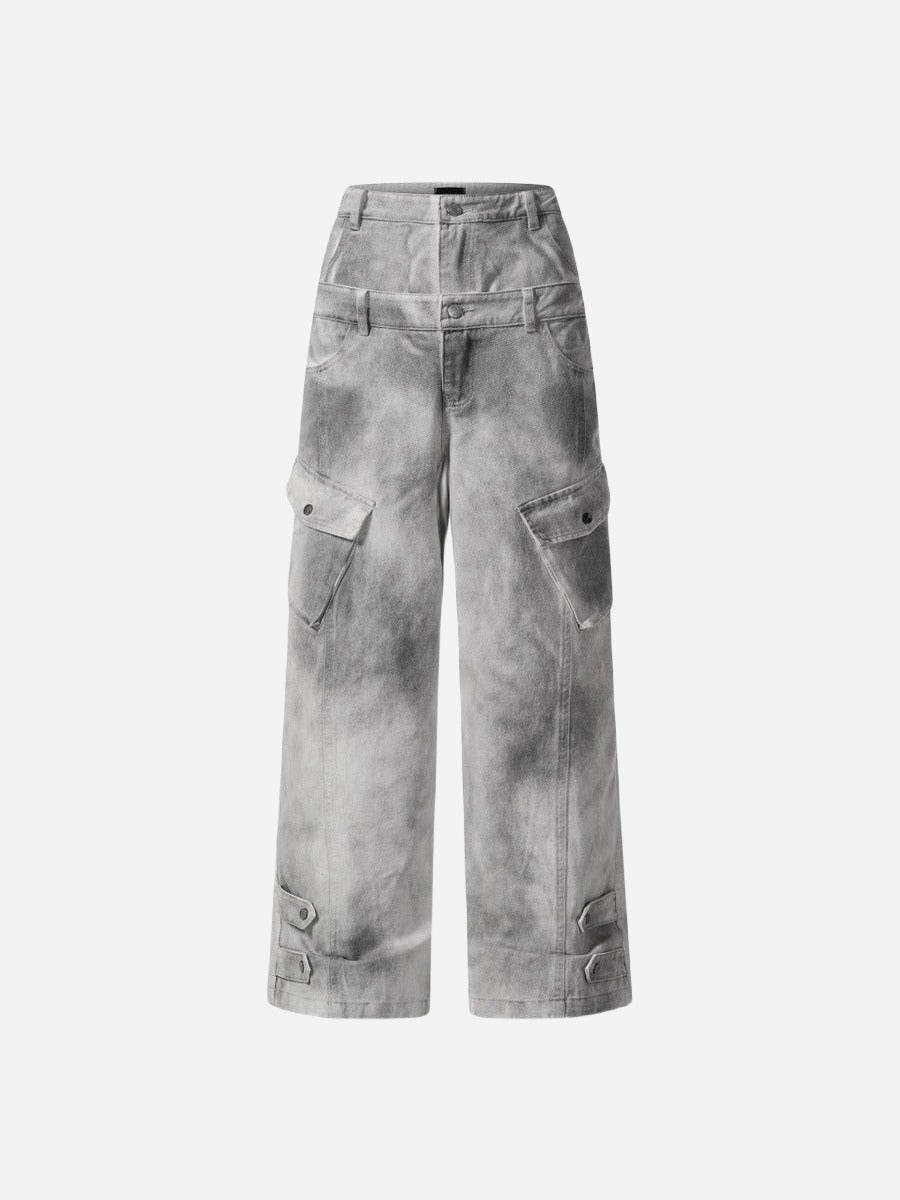 Pantalones cargo anchos con efecto lavado ácido