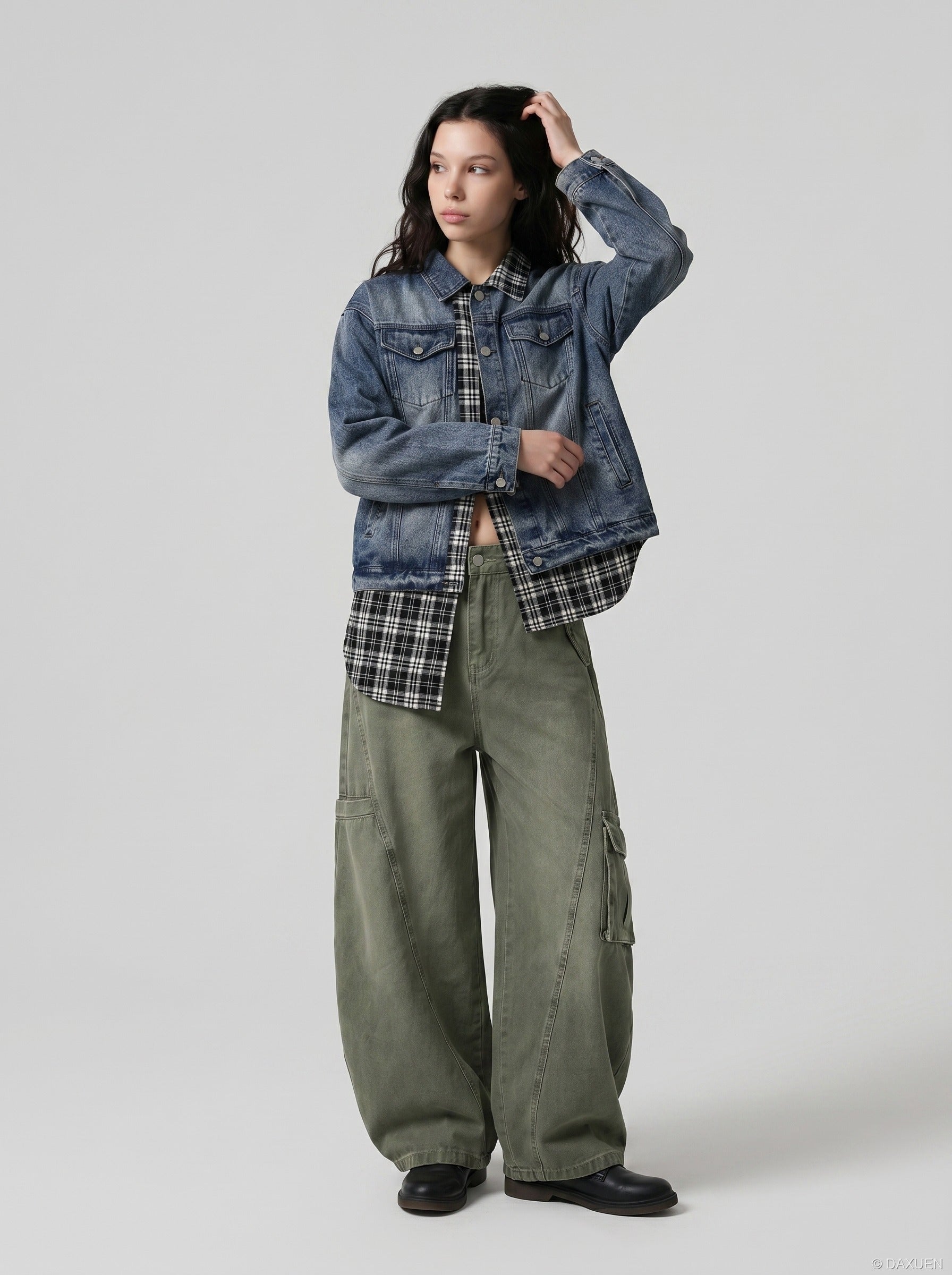 Balloon-Leg Cargo Pants - Wide-Leg